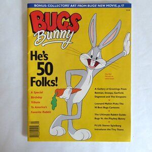 NEW 1990 BUGS BUNNY 50TH LOONEY TUNES TIME MAGAZINE WITH ANIMATION CELL